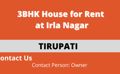 3BHK House for Rent at Irla Nagar, Tirupati