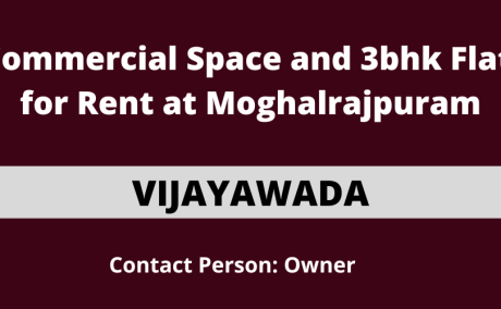 Commercial Space and 3bhk Flat for Rent at Moghalrajpuram, Vijayawada.