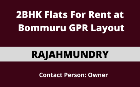 2BHK Flats For Rent at Bommuru GPR Layout, Rajahmundry.